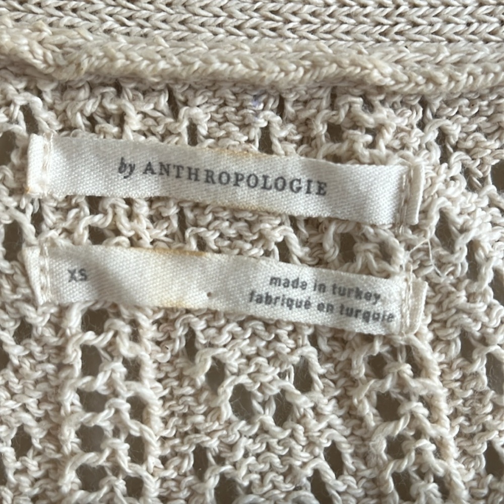 Anthropologie cream/tan XS cropped cardigan button up sweater with matching tank - Picture 4 of 4